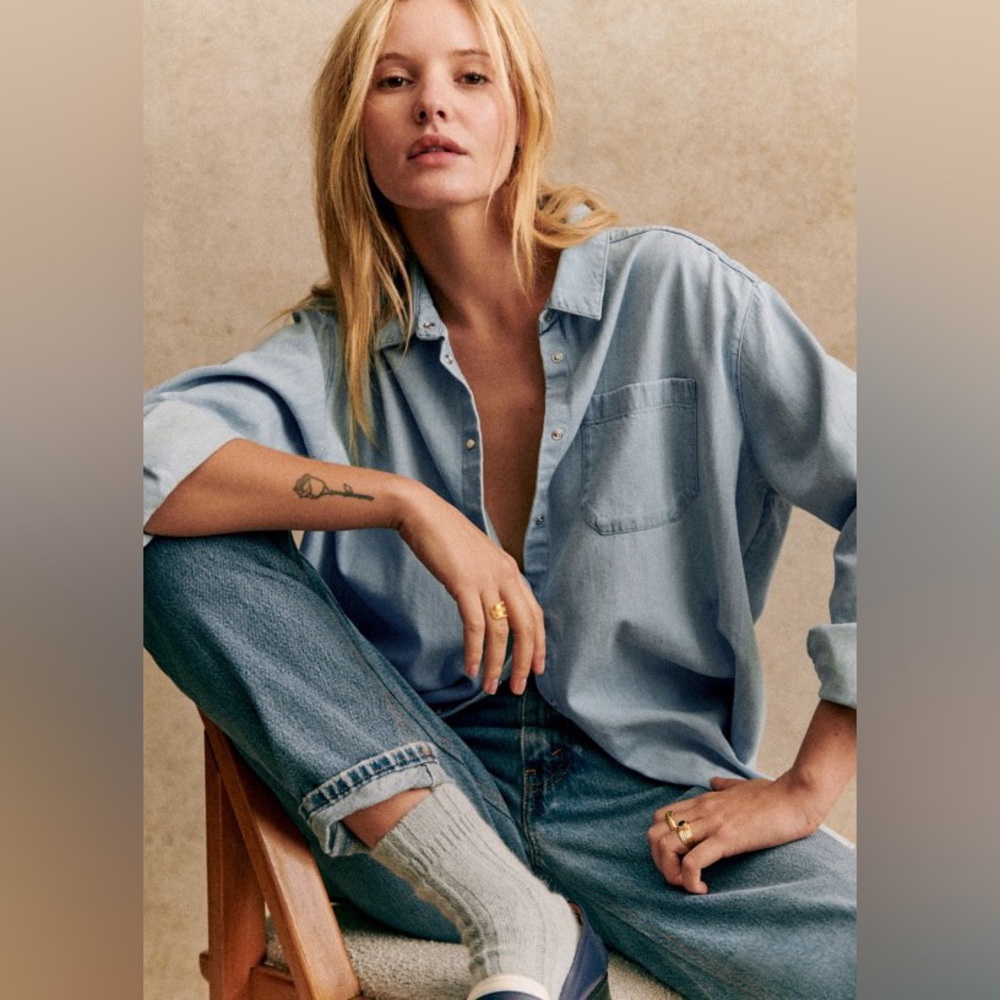 Sezane - Max Shirt, Very Light Denim